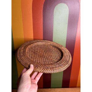 Vintage wicker basket wall cookie charger ratten cottagecore boho  - set of 4